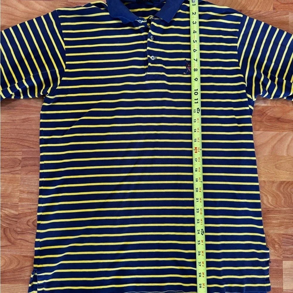 Vintage Polo Golf Ralph Lauren Polo Shirt Mens XL Blue Yellow Striped Crest 90s
